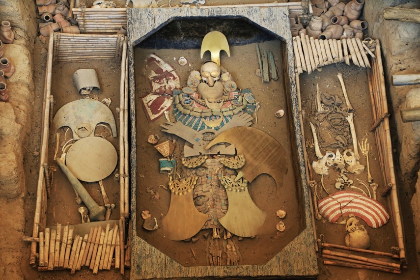 Reconstitution de la tombe du seigneur de Sipán, culture Mochica. Chiclayo.